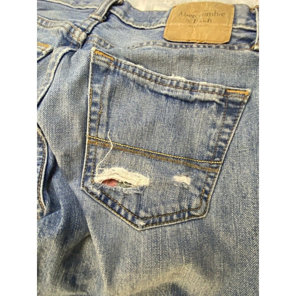 Abercrombie & Fitch Jeans Mens 28 X 30 Blue Button Fly The A&F Skinny Distressed - Picture 9 of 9